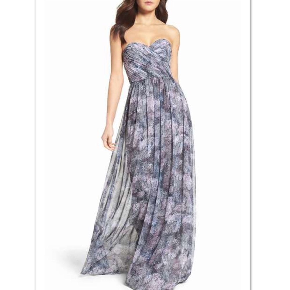 Amsale Talisa Strapless Chiffon Gown party dress
